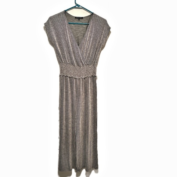 Caution To The Wind Ruched Black and White Cocktail Jumpsuit - Picture 1 of 7